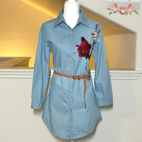 🆕Button Down Long Shirt/Dress - Picture 4 of 5